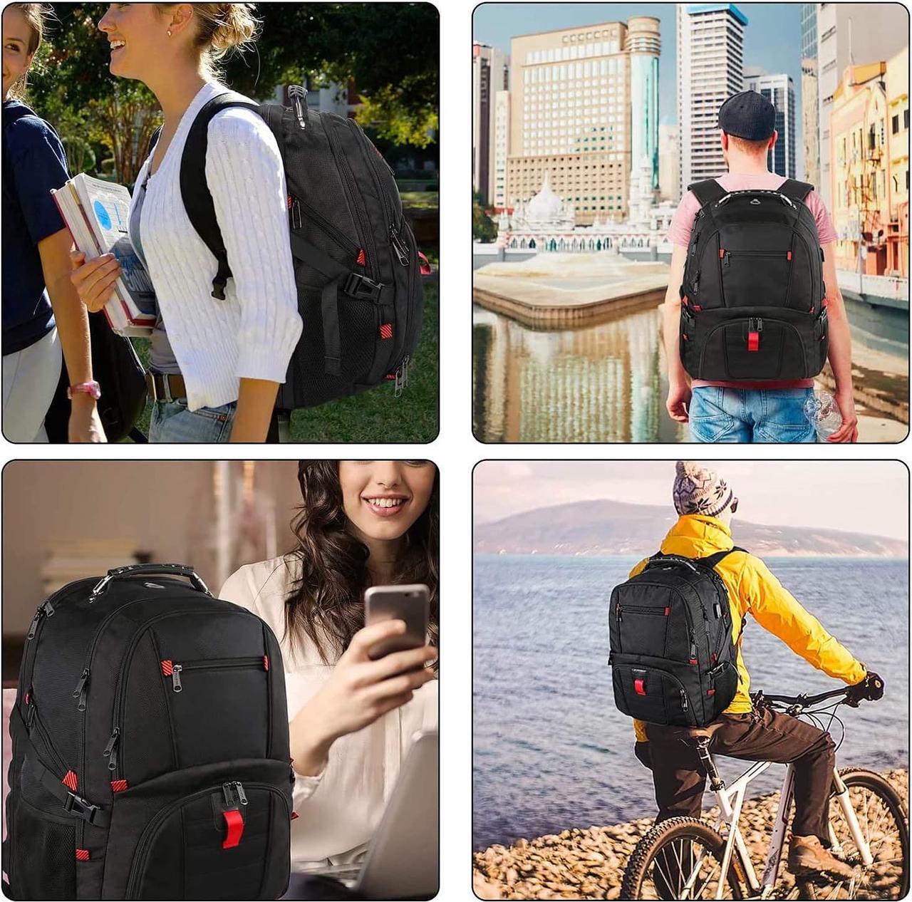 Alt view image 7 of 7 - 18.4 Laptop Backpack,Large Backpacks Fit Most 18 Inch Laptop with USB Charger Port,TSA Friendly Flight Approved Weekend Carry on Backpack with Luggage Strap for Men and Women, Black