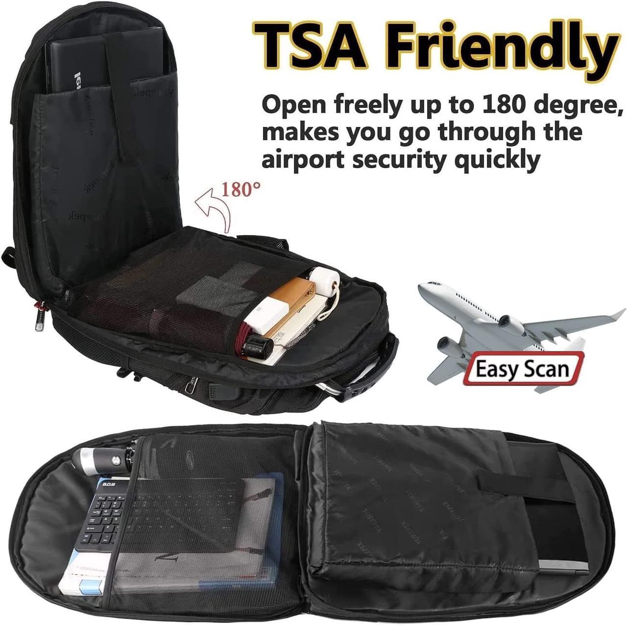 Alt view image 4 of 7 - 18.4 Laptop Backpack,Large Backpacks Fit Most 18 Inch Laptop with USB Charger Port,TSA Friendly Flight Approved Weekend Carry on Backpack with Luggage Strap for Men and Women, Black