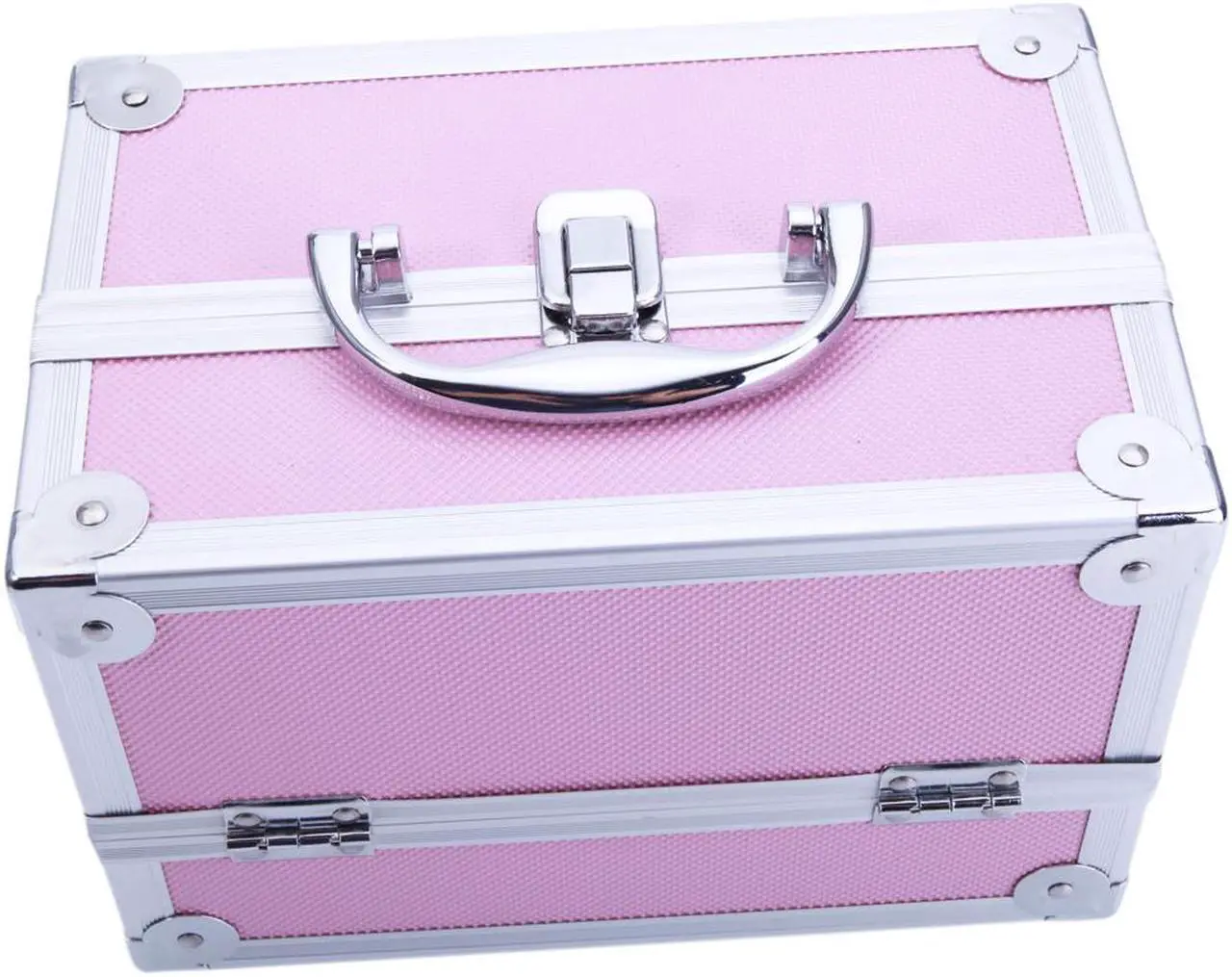 Alt view image 2 of 7 - Large Pro Aluminum Makeup Train Case Jewelry Box Cosmetic Organizer Pink New