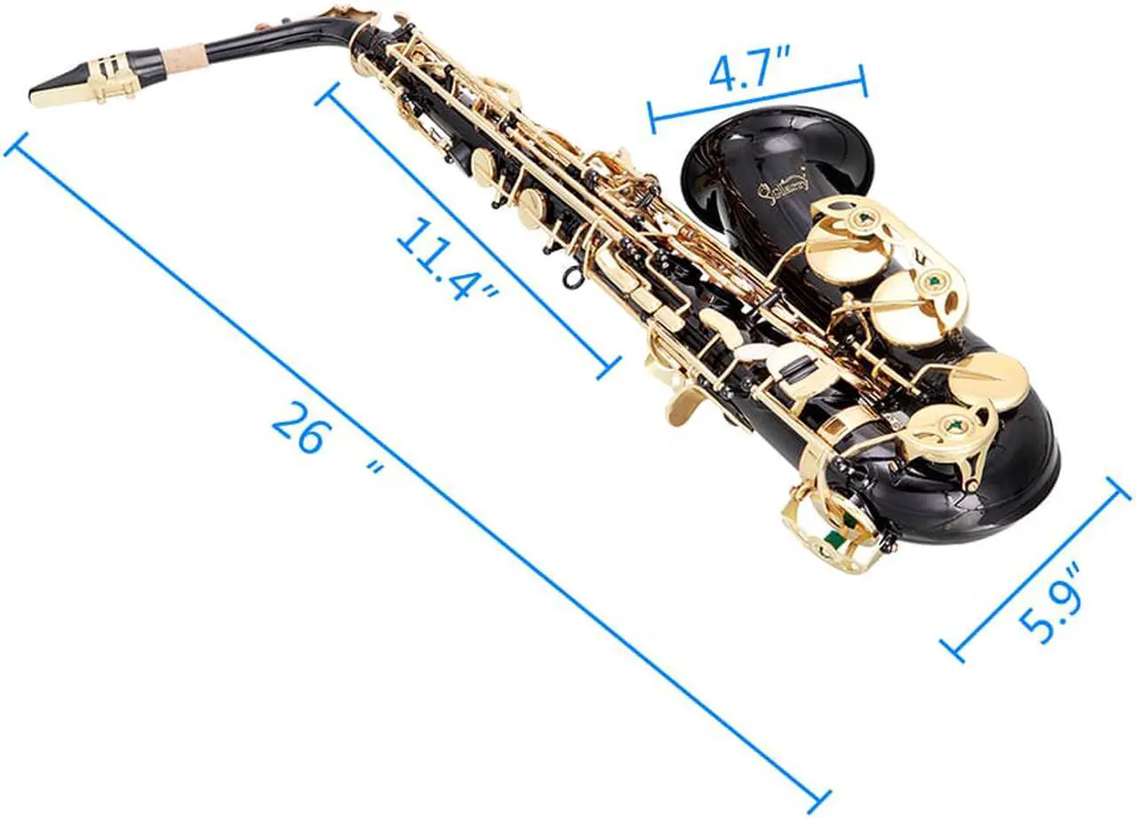 Alt view image 3 of 7 - Black Glarry Alto Saxophone  Alto SAX Eb  with  W/ Case 10 Reeds Strap
