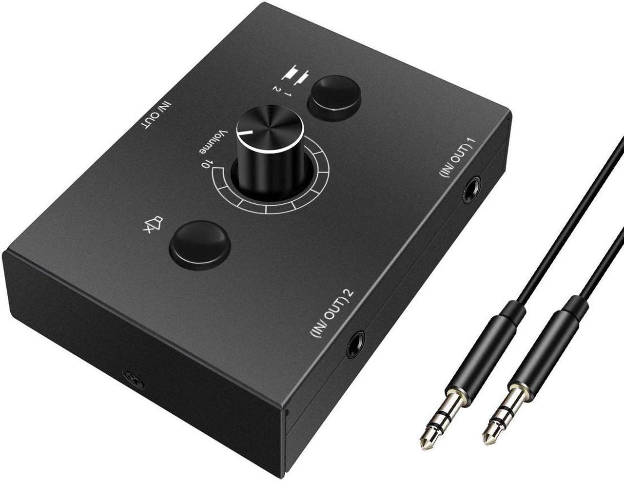 3.5mm Audio Selector, Headphone Switcher Headphone Manual Selector Splitter Box Audio Sharing AB Switcher(1 Input 1 Output)