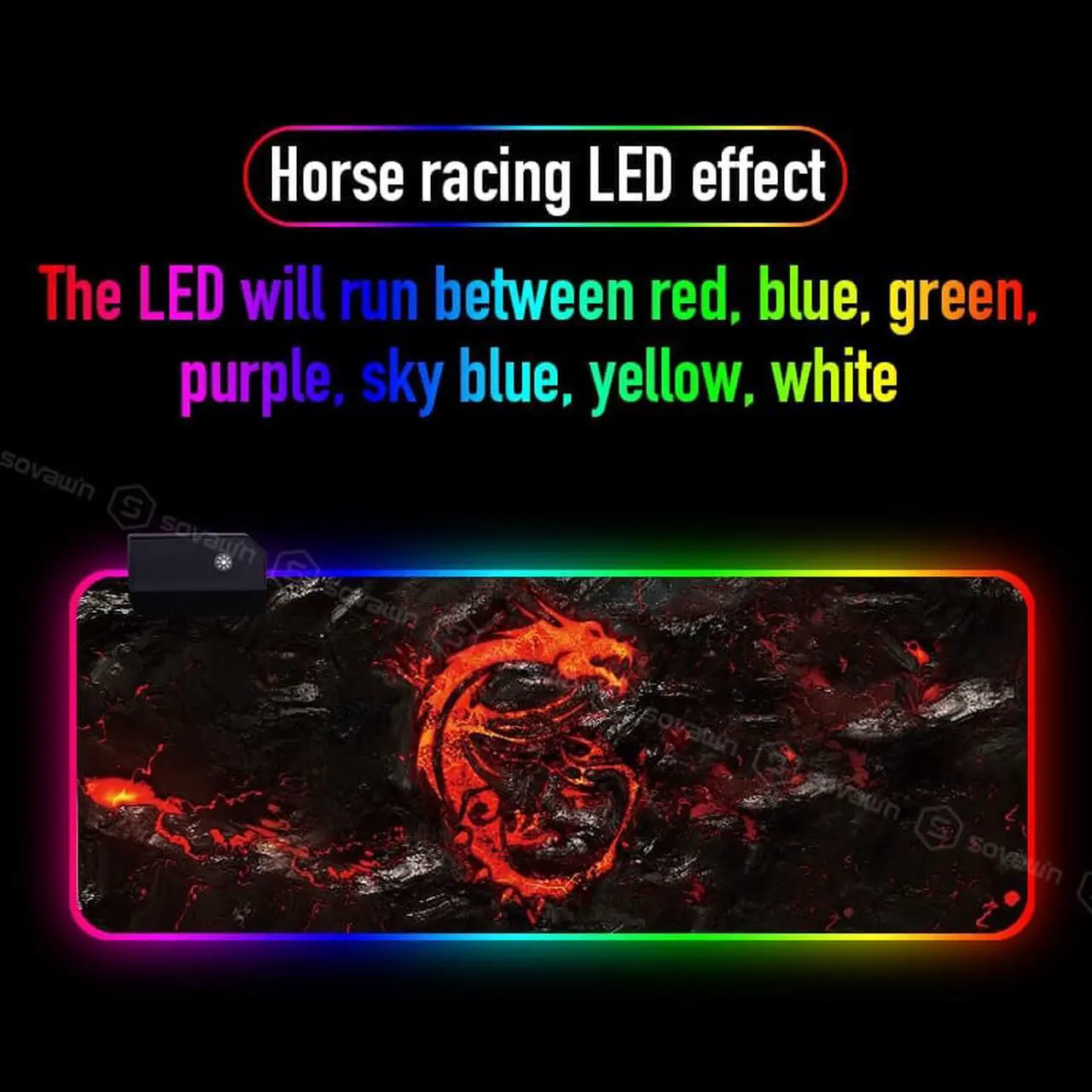 Alt view image 5 of 7 - RGB LED Gaming Mouse Pad Esports Player Non-slip Color Mousepad