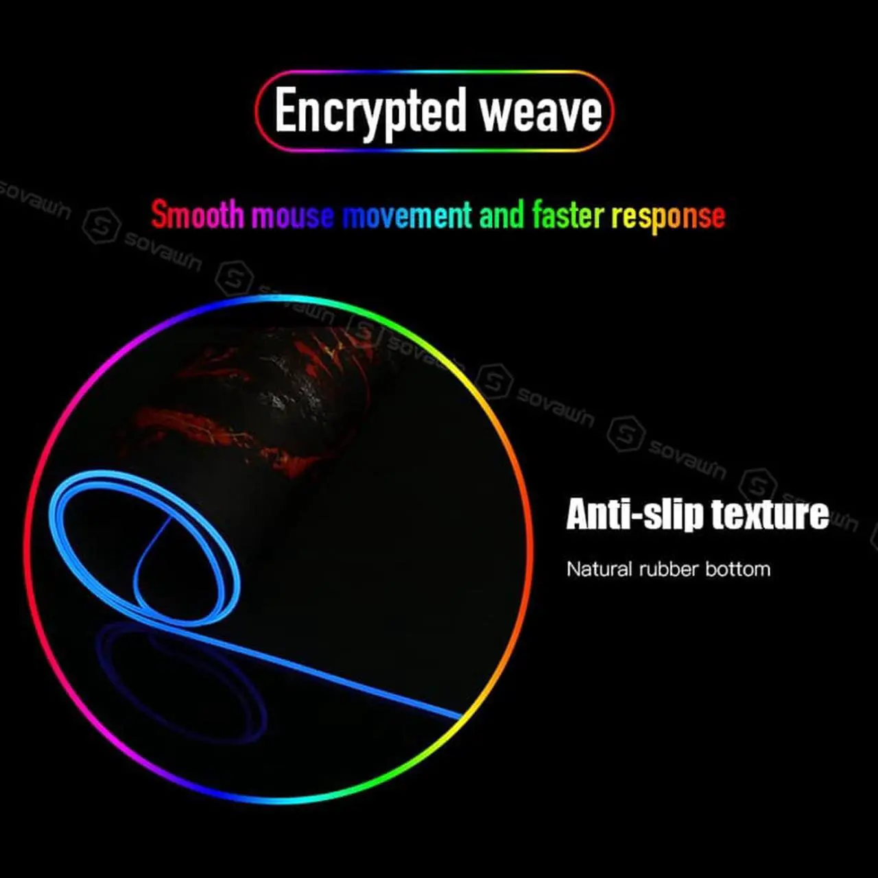 Alt view image 6 of 7 - RGB LED Gaming Mouse Pad Esports Player Non-slip Color Mousepad