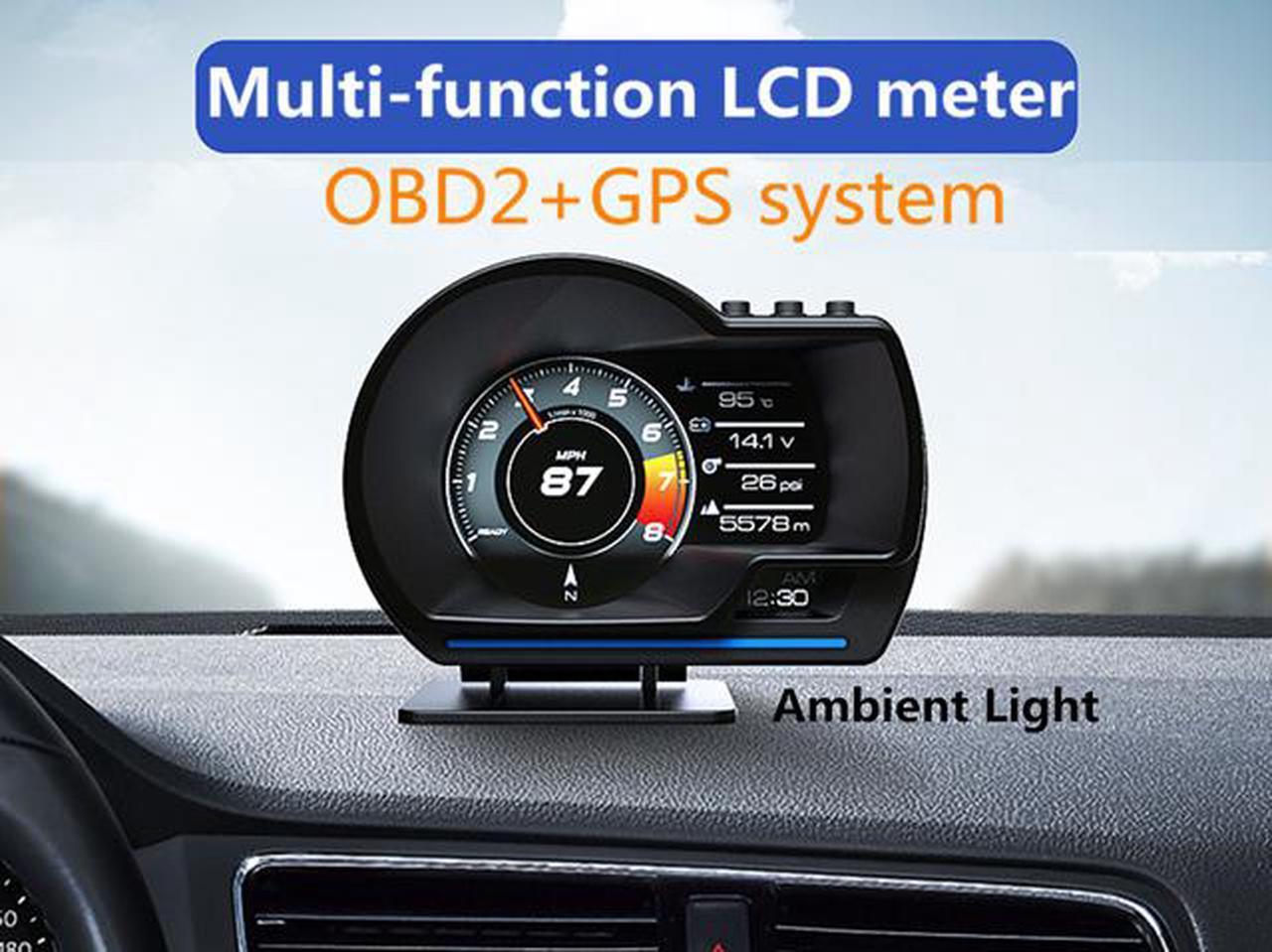 Alt view image 2 of 7 - Car HUD OBD2 GPS Smart head up display Speed monitoring 9 interface Digital Gauge Meter Turbo Brake Test OBD Scanner