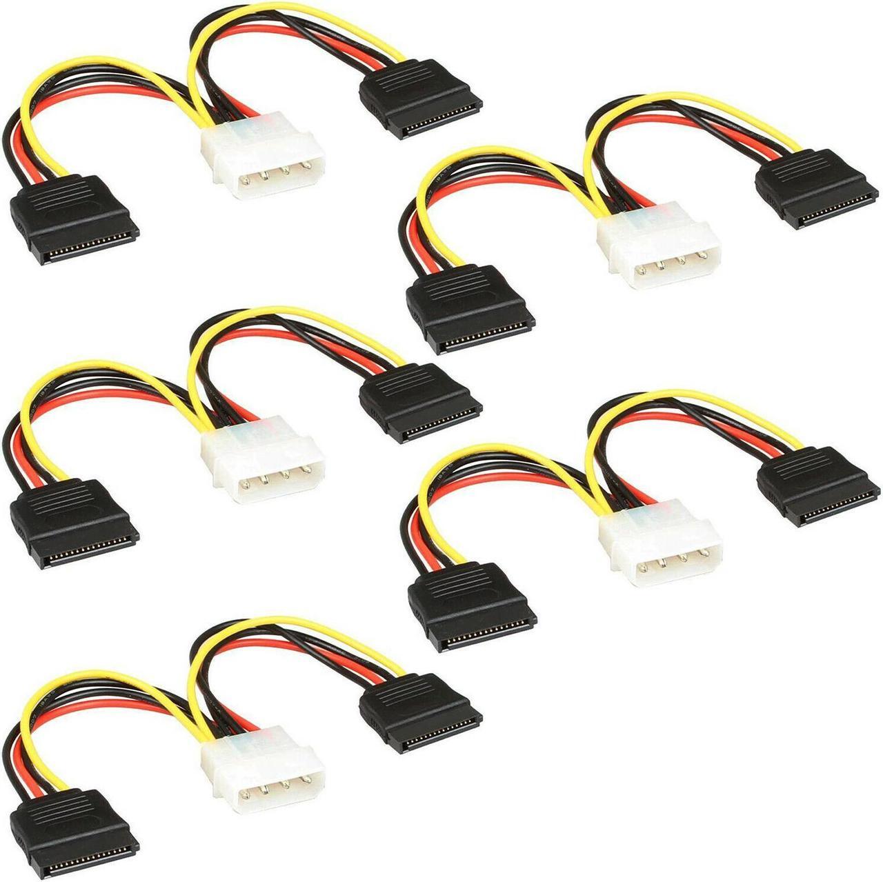 Main image of 5-pack IDE/Molex/IP4/4-pin to 2x SATA Power 15-pin Converter Adapter Cable