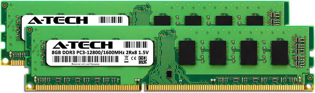 Alt view image 2 of 7 - A-Tech 16GB (2x8GB) DDR3 1600MHz DIMM PC3-12800 UDIMM Non-ECC 2Rx8 Dual Rank 1.5V CL11 240-Pin Desktop Computer RAM Memory Upgrade Kit