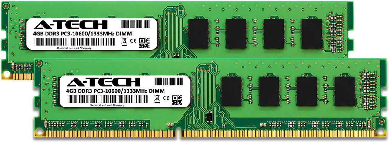 Alt view image 2 of 7 - A-Tech 8GB (2x4GB) DDR3 1333MHz DIMM PC3-10600 UDIMM Non-ECC CL9 240-Pin Desktop Computer RAM Memory Upgrade Kit