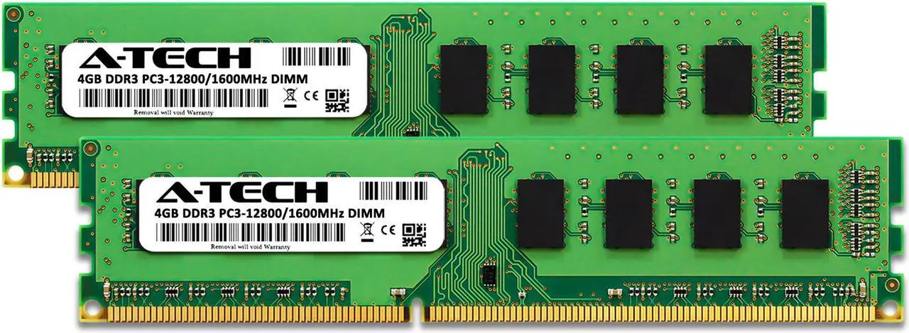 Alt view image 2 of 7 - A-Tech 8GB (2x4GB) DDR3 1600MHz DIMM PC3-12800 UDIMM Non-ECC CL11 240-Pin Desktop Computer RAM Memory Upgrade Kit