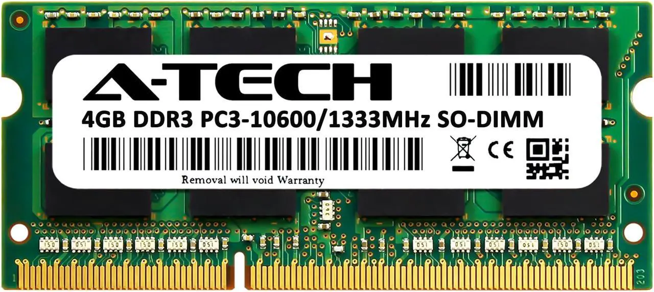 Alt view image 2 of 7 - A-Tech 4GB DDR3 1333MHz SODIMM PC3-10600 204-Pin CL9 Non-ECC Unbuffered Notebook Laptop RAM Memory Upgrade Module
