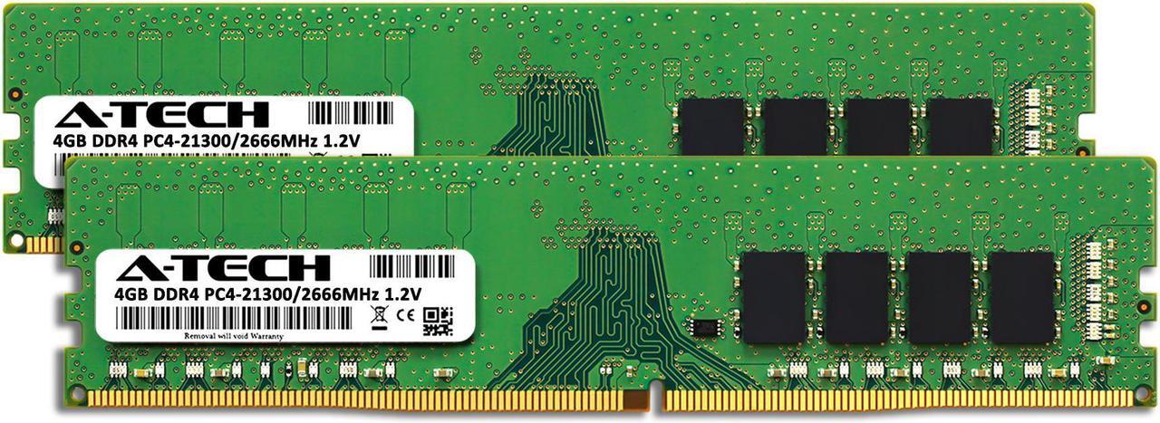 Alt view image 2 of 7 - A-Tech 8GB (2x4GB) DDR4 2666MHz DIMM PC4-21300 UDIMM Non-ECC Unbuffered 1.2V CL19 288-Pin Desktop Computer RAM Memory Upgrade Kit