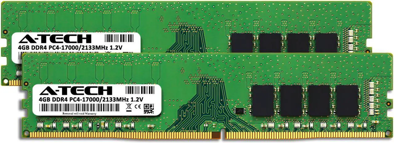 Alt view image 2 of 7 - A-Tech 8GB (2x4GB) DDR4 2133MHz DIMM PC4-17000 UDIMM Non-ECC Unbuffered 1.2V CL15 288-Pin Desktop Computer RAM Memory Upgrade Kit