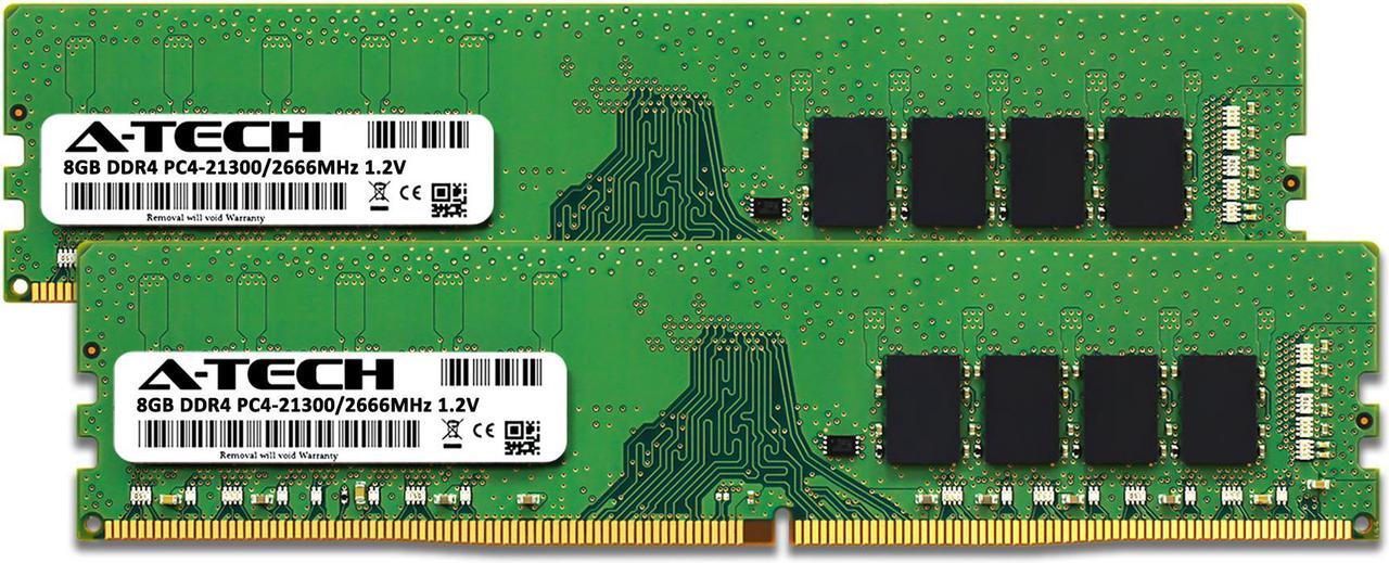 Alt view image 2 of 7 - A-Tech 16GB (2x8GB) DDR4 2666MHz DIMM PC4-21300 UDIMM Non-ECC Unbuffered 1.2V CL19 288-Pin Desktop Computer RAM Memory Upgrade Kit