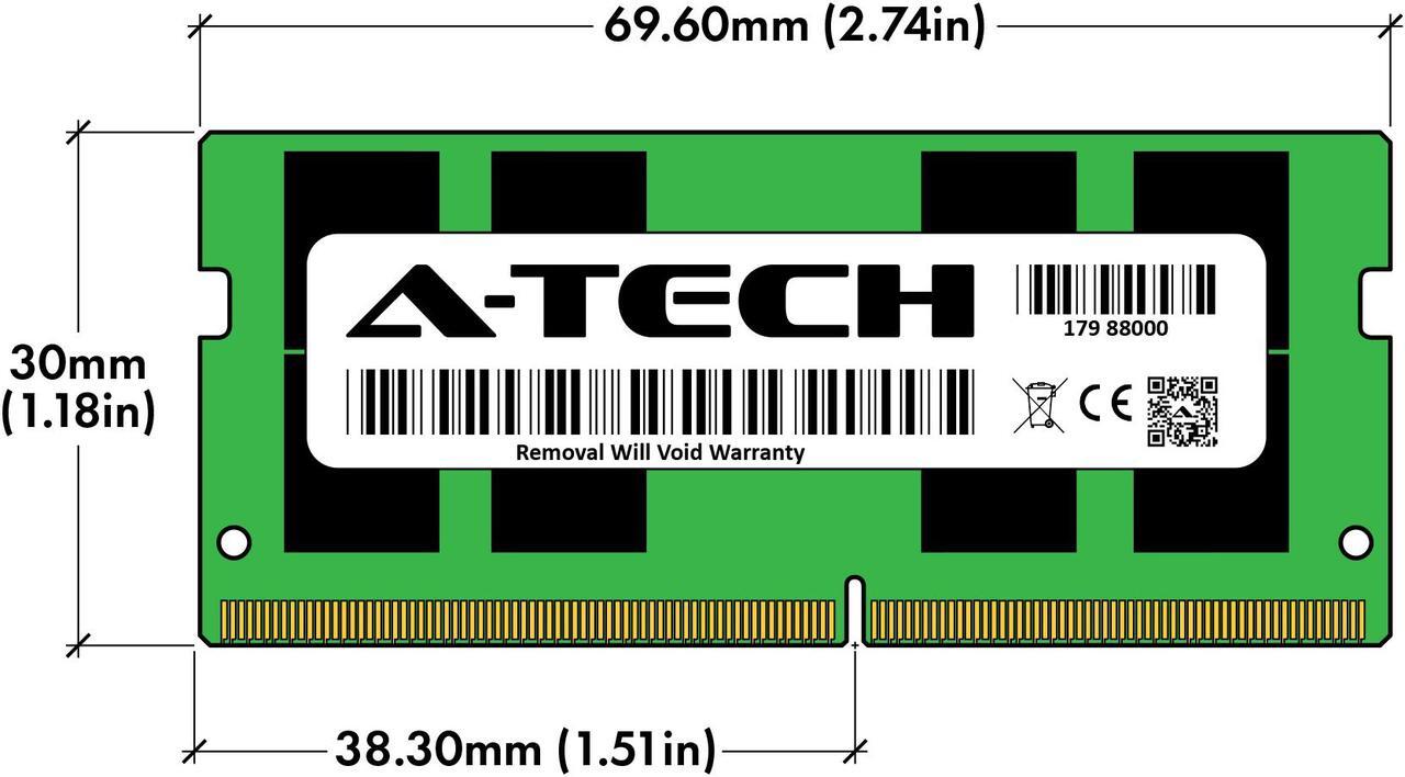 Alt view image 3 of 7 - A-Tech 16GB DDR4 2400MHz SODIMM PC4-19200 2Rx8 Non-ECC Unbuffered CL17 1.2V Dual Rank 260-Pin SO-DIMM Laptop Notebook Computer RAM Memory Upgrade Module