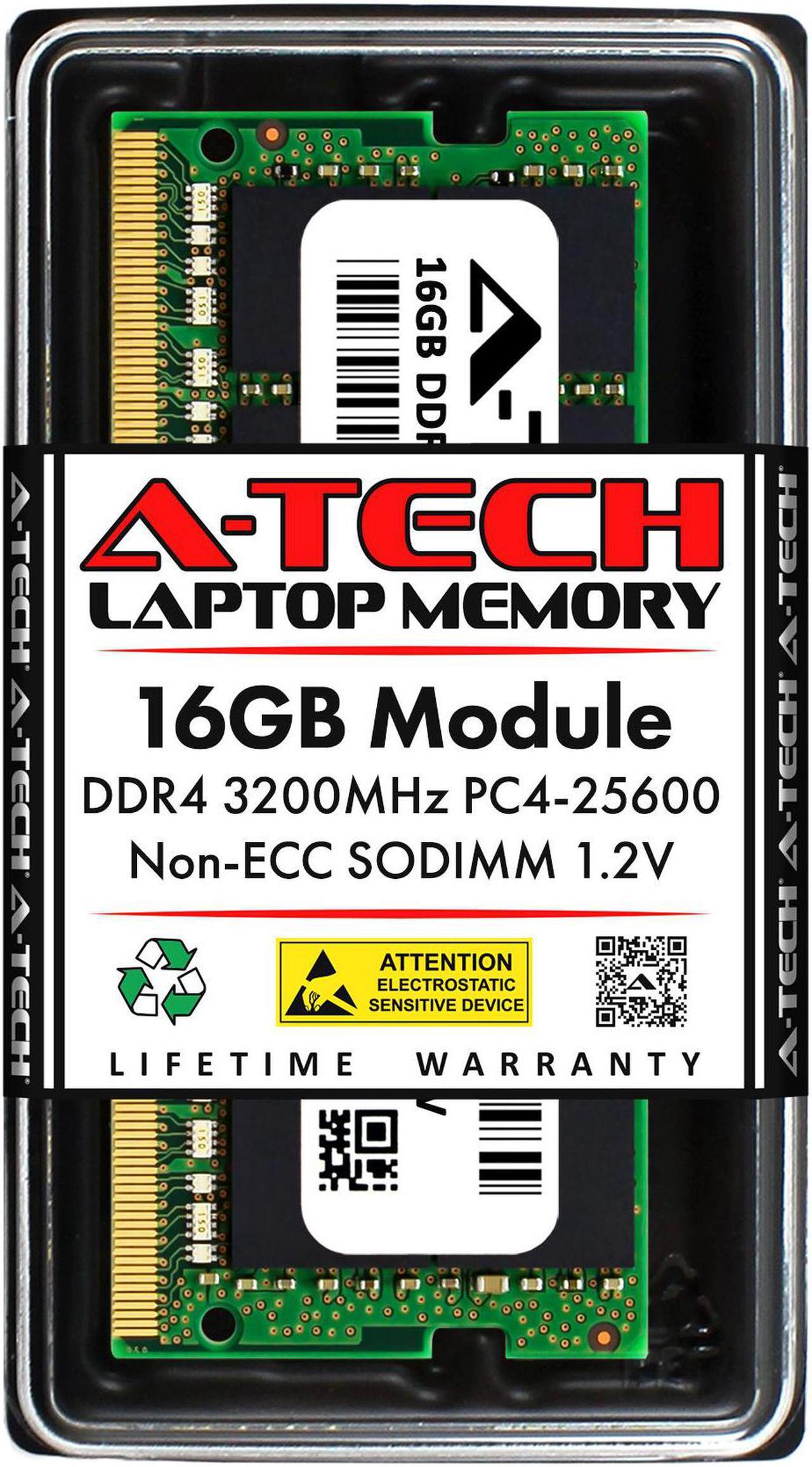 Main image of A-Tech 16GB DDR4 3200MHz SODIMM PC4-25600 Non-ECC Unbuffered CL22 1.2V 260-Pin SO-DIMM Laptop Notebook Computer RAM Memory Upgrade Module