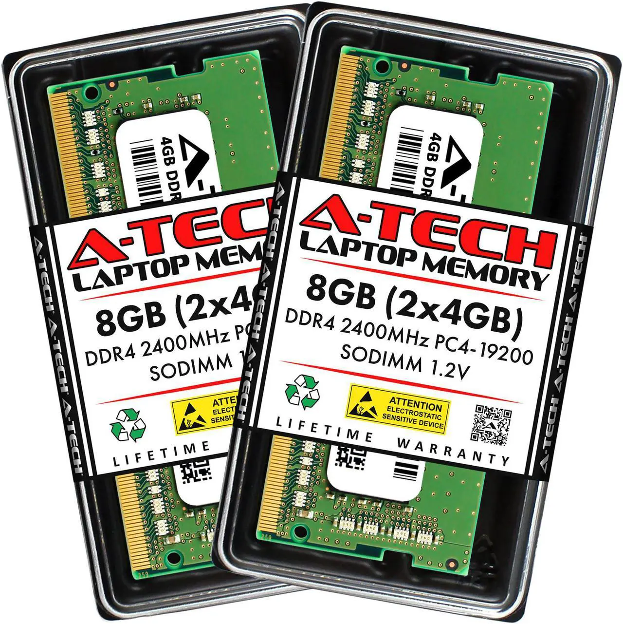 Main image of A-Tech 8GB (2x4GB) DDR4 2400MHz SODIMM PC4-19200 Non-ECC CL17 1.2V 260-Pin SO-DIMM Laptop Notebook Computer RAM Memory Upgrade Kit