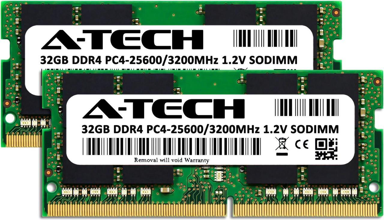 Alt view image 2 of 7 - A-Tech 64GB (2x32GB) DDR4 3200MHz SODIMM PC4-25600 Non-ECC Unbuffered CL22 1.2V 260-Pin SO-DIMM Laptop Notebook Computer RAM Memory Upgrade Kit