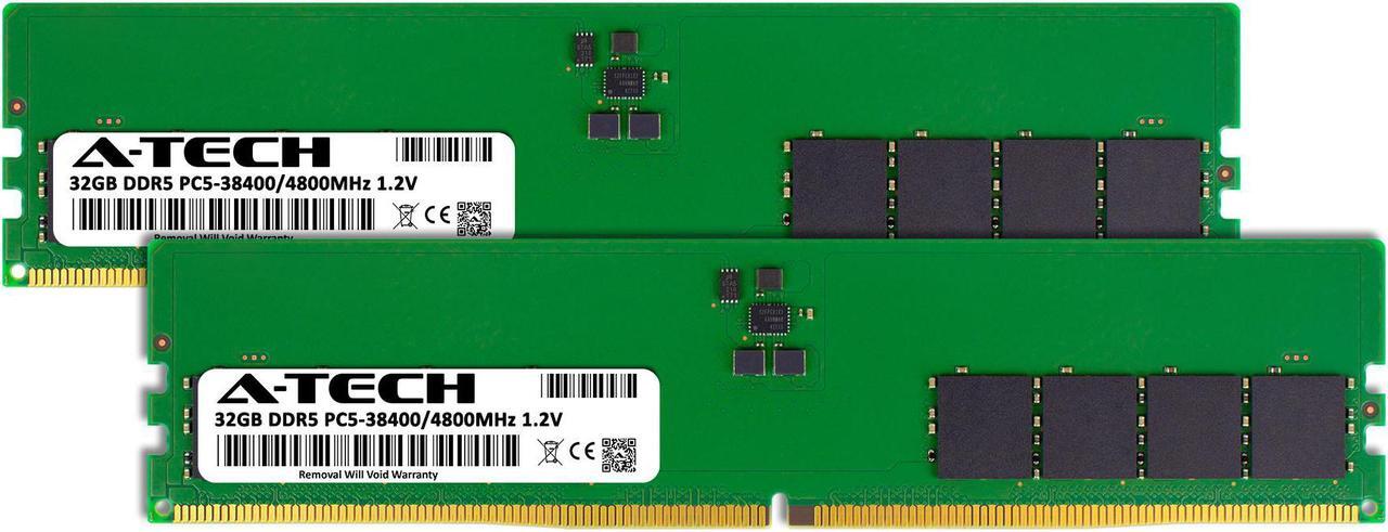 Alt view image 2 of 4 - A-Tech 64GB (2x32GB) DDR5 4800MHz DIMM PC5-38400 Non-ECC Unbuffered CL40 UDIMM 288-Pin 1.1V Desktop RAM Kit Memory Modules