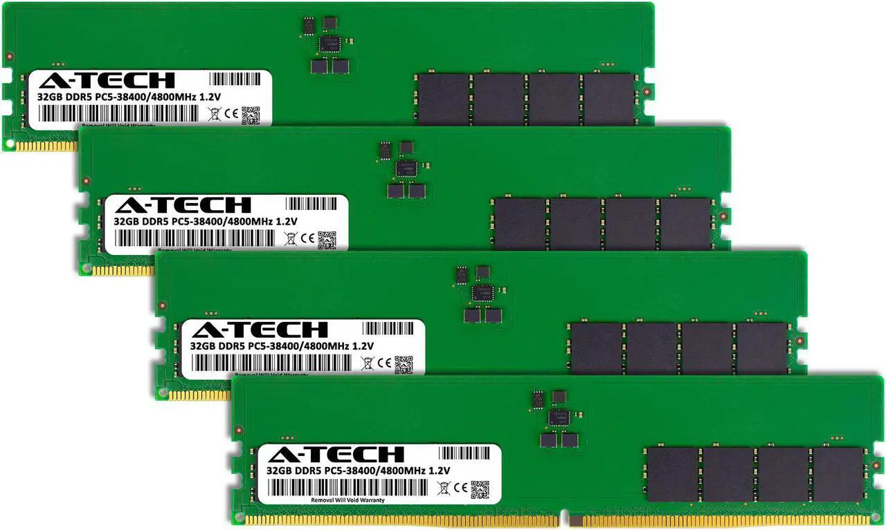 Alt view image 2 of 4 - A-Tech 128GB (4x32GB) DDR5 4800MHz DIMM PC5-38400 Non-ECC Unbuffered CL40 UDIMM 288-Pin 1.1V Desktop RAM Kit Memory Modules