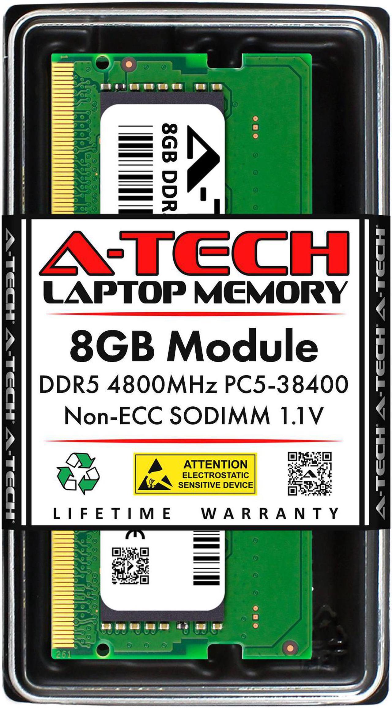 Main image of A-Tech 8GB DDR5 4800MHz SODIMM PC5-38400 Non-ECC Unbuffered CL40 1.1V 262-Pin SO-DIMM Laptop Notebook Computer RAM Memory Upgrade Module