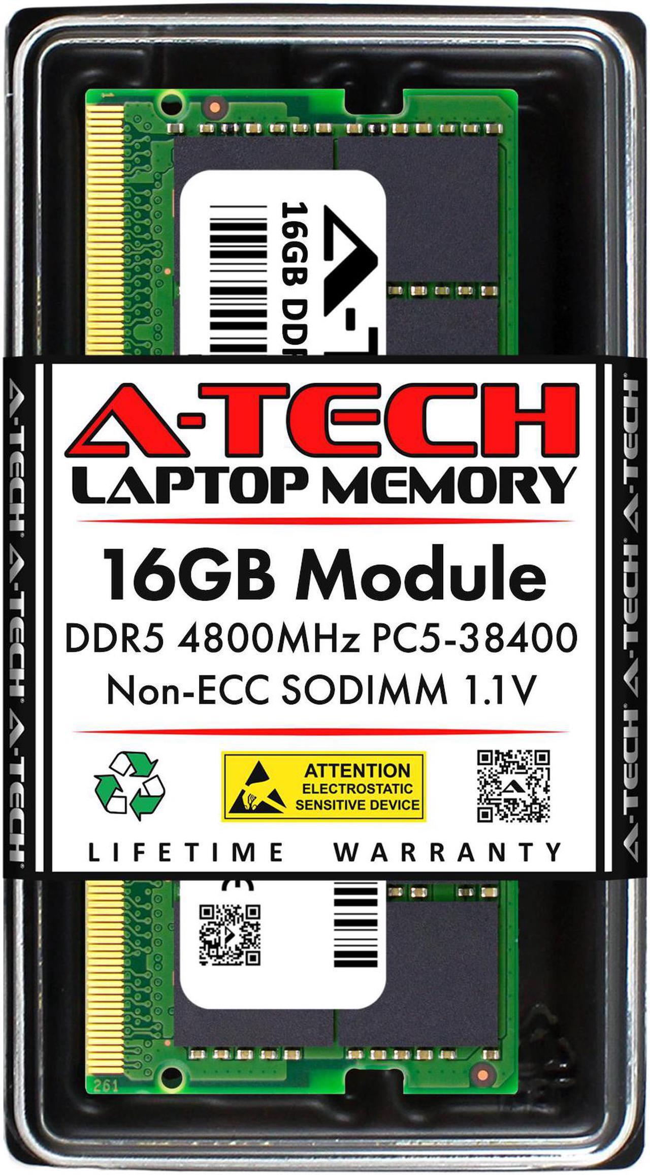 Main image of A-Tech 16GB DDR5 4800MHz SODIMM PC5-38400 Non-ECC Unbuffered CL40 1.1V 262-Pin SO-DIMM Laptop Notebook Computer RAM Memory Upgrade Module