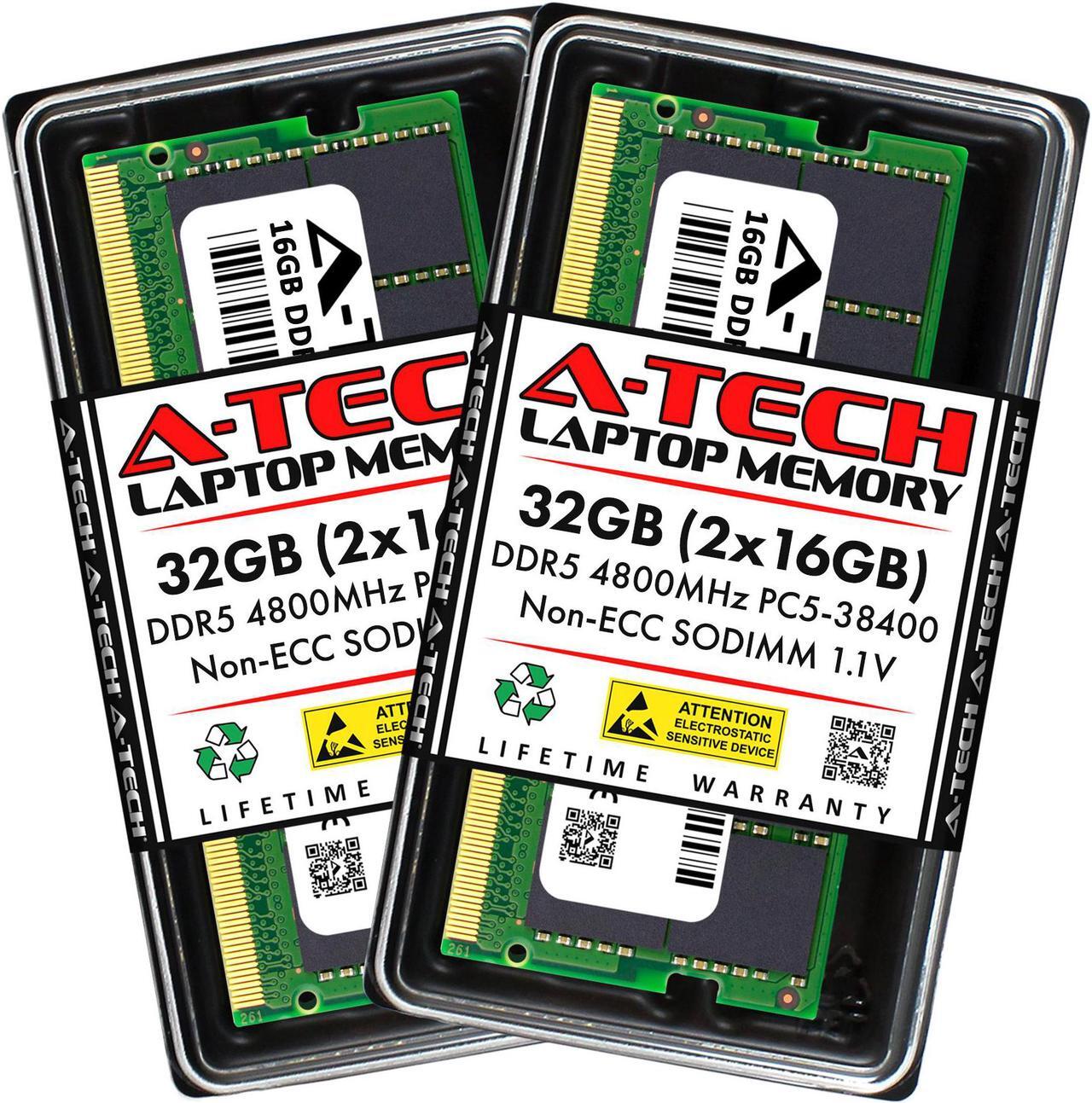 Main image of A-Tech 32GB (2x16GB) DDR5 4800MHz SODIMM PC5-38400 Non-ECC Unbuffered CL40 1.1V 262-Pin SO-DIMM Laptop Notebook Computer RAM Memory Upgrade Kit