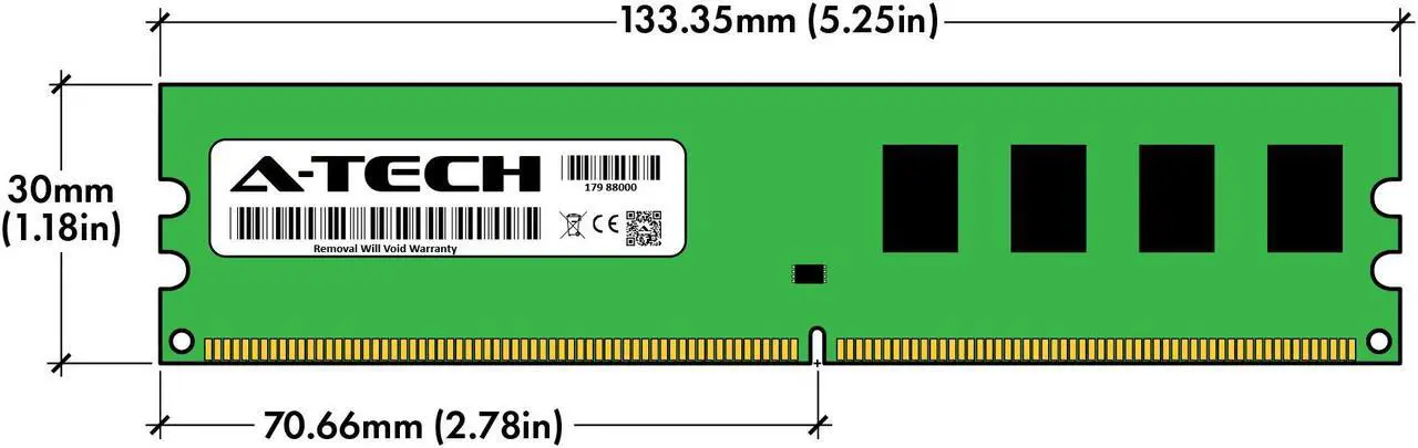 Alt view image 3 of 6 - A-Tech 1GB DDR2 667MHz DIMM PC2-5300 UDIMM Non-ECC 1.8V CL5 240-Pin Desktop Computer RAM Memory Upgrade Module