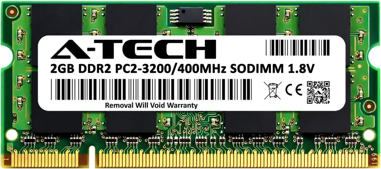 Alt view image 2 of 6 - A-Tech 2GB DDR2 400MHz SODIMM PC2-3200 Non-ECC Unbuffered CL3 1.8V 200-Pin SO-DIMM Laptop Notebook Computer RAM Memory Upgrade Module