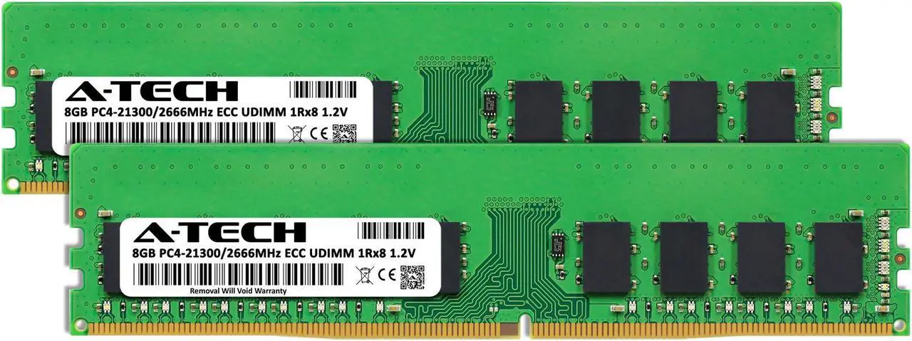 Alt view image 2 of 4 - A-Tech 16GB (2x8GB) 1Rx8 PC4-21300 / PC4-21300E DDR4 2666 MHz ECC UDIMM 1.2V ECC Unbuffered DIMM 288-Pin Single Rank x8 Server & Workstation RAM Memory Upgrade Kit