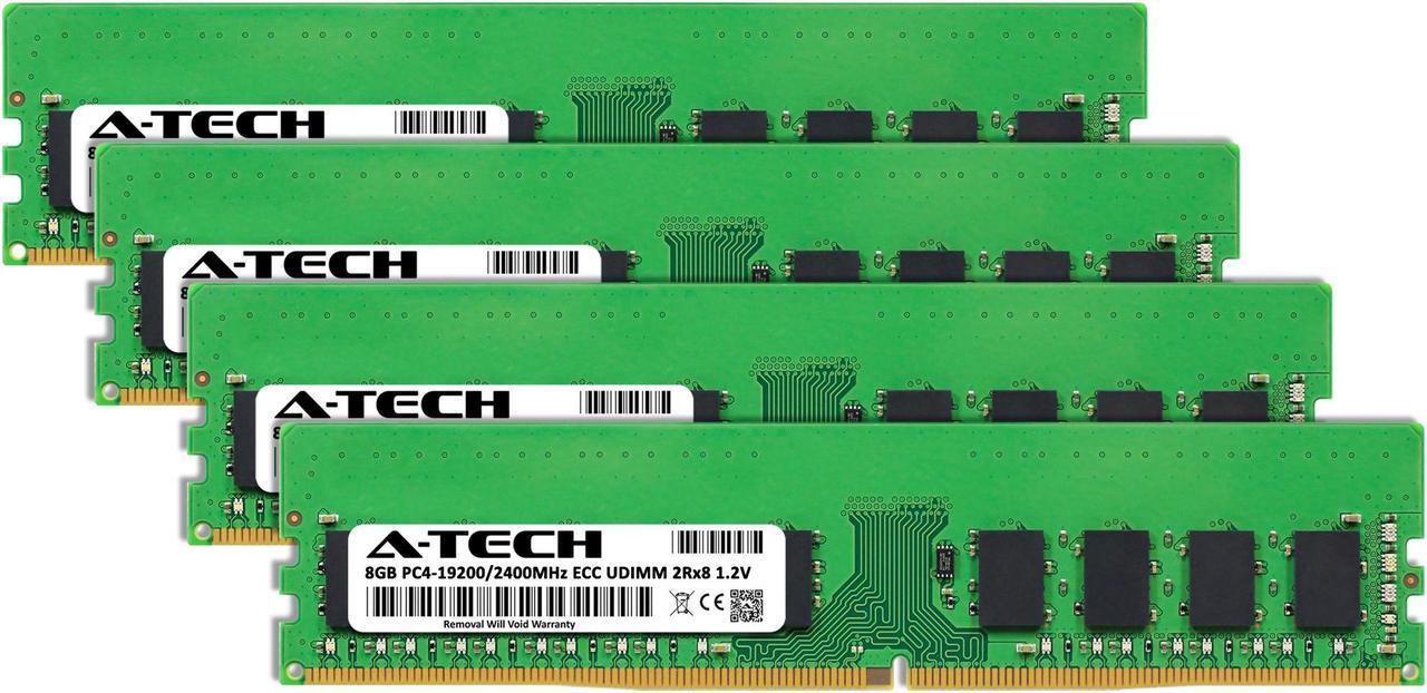 Alt view image 2 of 4 - A-Tech 32GB (4x8GB) 2Rx8 PC4-19200 / PC4-19200E DDR4 2400 MHz ECC UDIMM 1.2V ECC Unbuffered DIMM 288-Pin Dual Rank x8 Server & Workstation RAM Memory Upgrade Kit