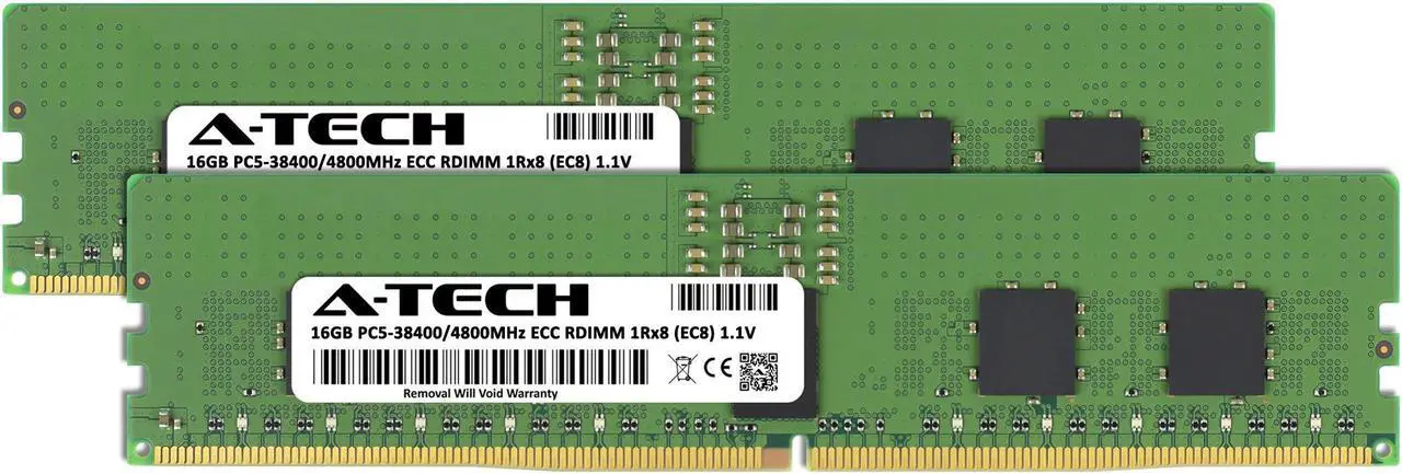Alt view image 2 of 7 - A-Tech 32GB (2x16GB) 1Rx8 PC5-38400R DDR5 4800 MHz EC8 RDIMM ECC Registered DIMM 288-Pin Single Rank x8 Server & Workstation RAM Memory Upgrade Kit