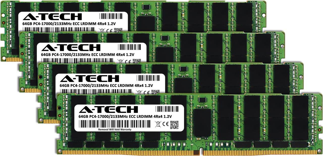 Alt view image 2 of 7 - A-Tech 256GB (4x64GB) 4Rx4 PC4-17000L DDR4 2133 MHz ECC LRDIMM Load Reduced DIMM 288-Pin 4DRx4 Quad Rank x4 Server RAM Memory Upgrade Kit