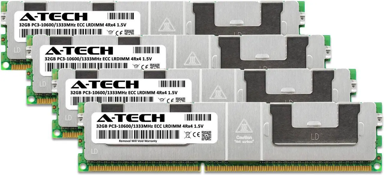 Alt view image 2 of 7 - A-Tech 128GB (4x32GB) 4Rx4 PC3-10600R DDR3 1333 MHz ECC RDIMM 1.5V Registered DIMM 240-Pin Quad Rank x4 Server & Workstation RAM Memory Upgrade Kit