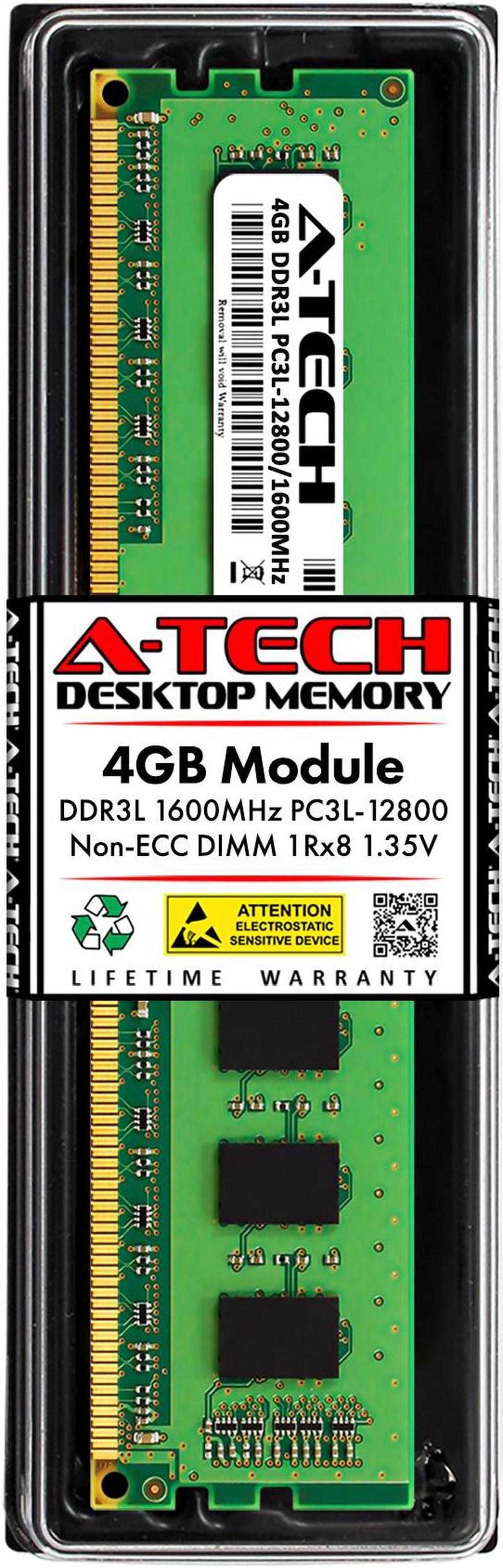 Main image of 4GB RAM Replacement for Kingston ACR16D3LU1KFG/4G, ASU16D3LU1KFG/4G, HP698650-154-KEF, HP698650-154-MCN, KCP3L16NS8/4, KP4T2F-MIN, KP4T2F-PSB | DDR3 1600MHz PC3L-12800 DIMM 1Rx8 Desktop Memory