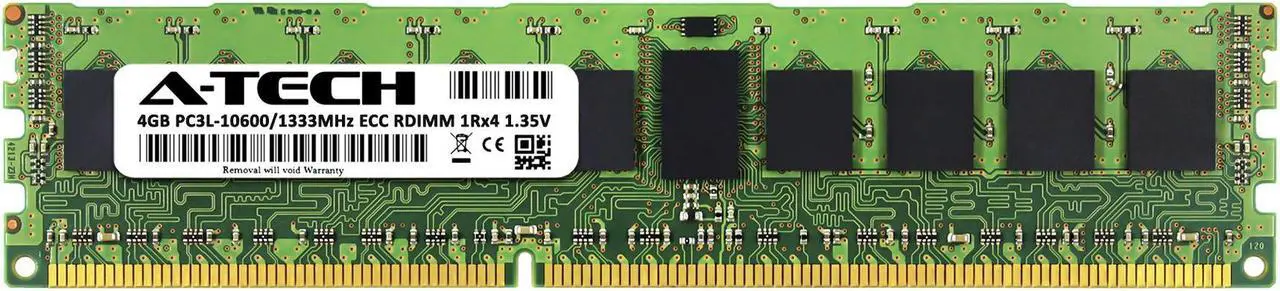 Alt view image 2 of 6 - 4GB RAM Replacement for IBM-Lenovo 00U0283, 03X3815, 0A89415, 46C0563, 47J0145, 49Y1388, 49Y1406, 49Y1424, 90Y4551 | DDR3 1333MHz PC3L-10600 ECC RDIMM 1Rx4 Server Memory