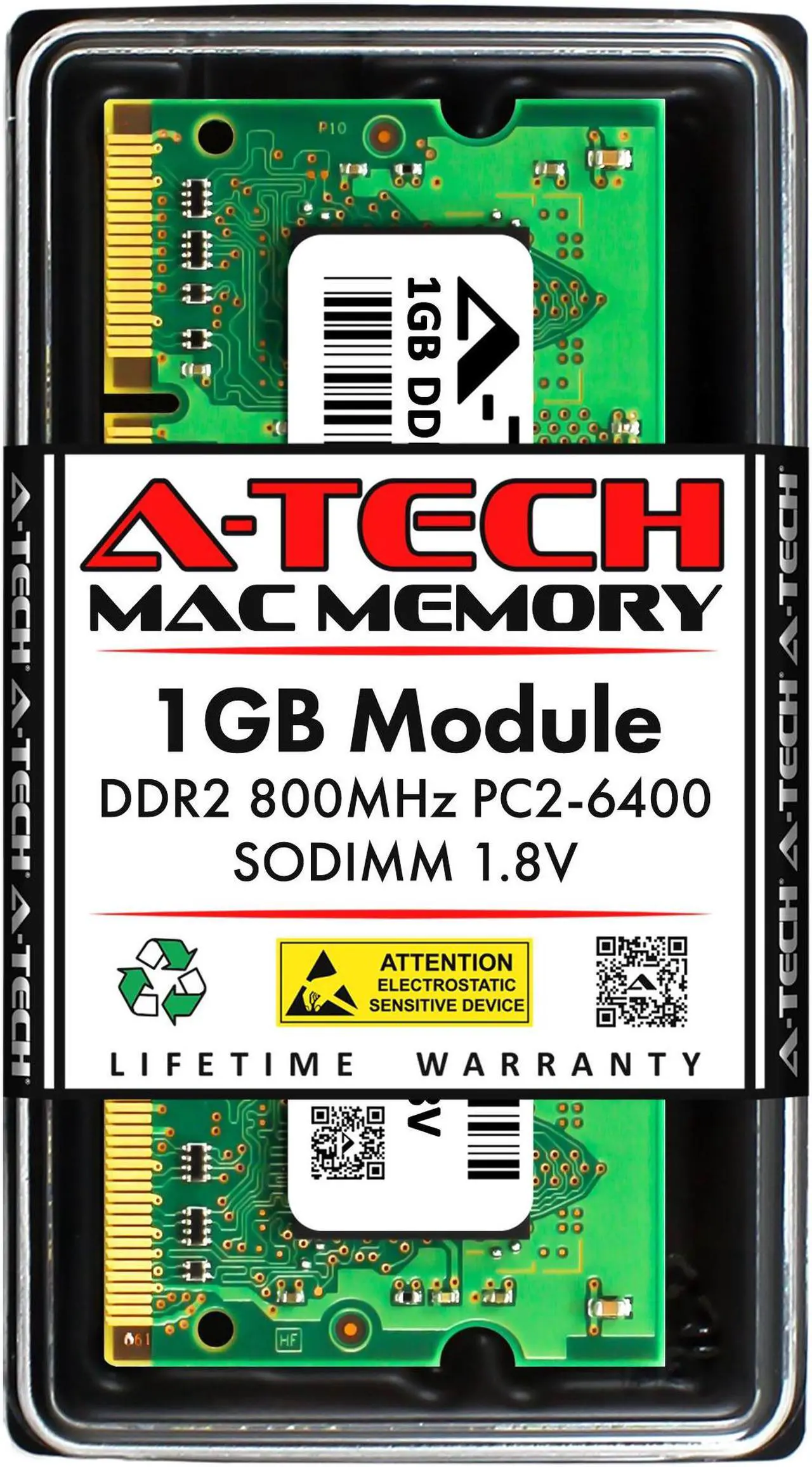 Main image of A-Tech 1GB RAM for Apple MacBook (Mid 2009), iMac (Early 2008) | DDR2 800MHz PC2-6400 SODIMM 200-Pin Memory Upgrade