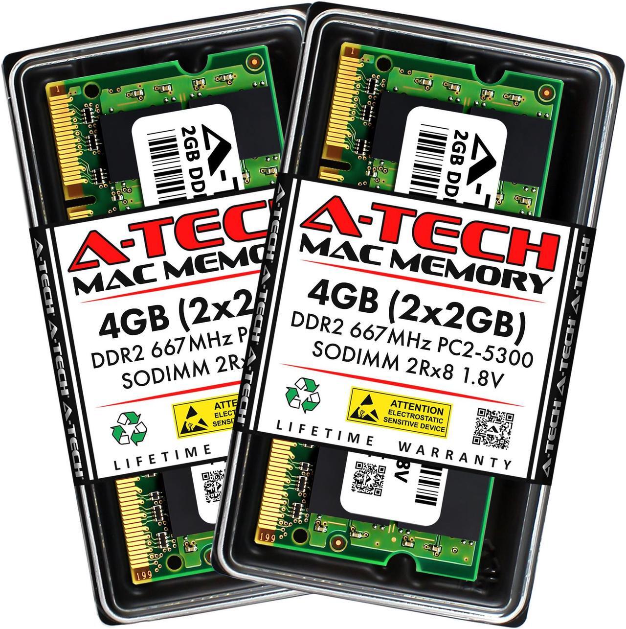Main image of A-Tech 4GB Kit (2x2GB) RAM for Apple MacBook Pro (Late 2006), MacBook (Late 2006, Mid 2007), iMac (Late 2006), Mac mini (Mid 2007) | DDR2 667MHz PC2-5300 SODIMM 200-Pin Memory Upgrade