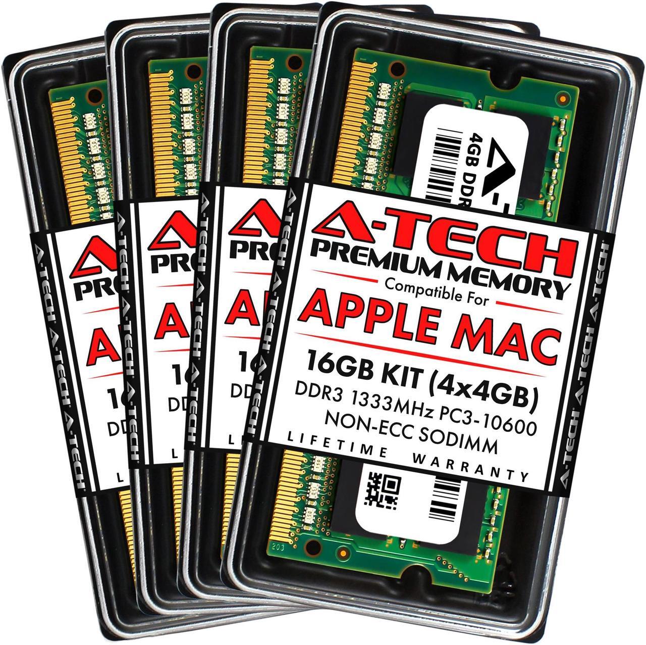 Main image of A-Tech 16GB Kit (4x4GB) RAM for Apple iMac (Mid 2010, Mid/Late 2011) | DDR3 1333MHz PC3-10600 SODIMM 204-Pin Memory Upgrade
