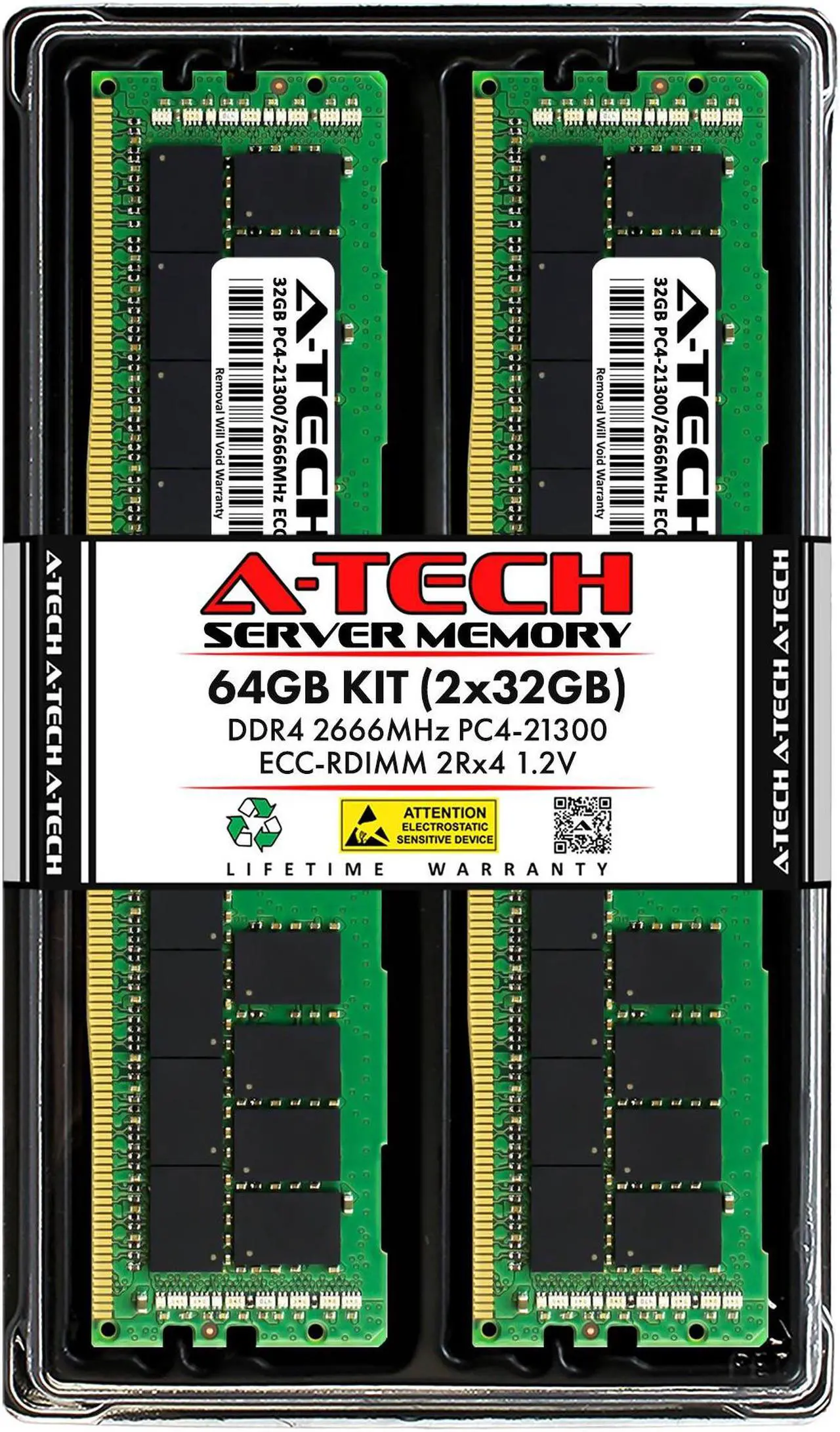 Main image of A-Tech 64GB Kit (2x32GB) RAM for Apple iMac Pro (Late 2017) | DDR4 2666MHz PC4-21300 ECC RDIMM 288-Pin Memory Upgrade