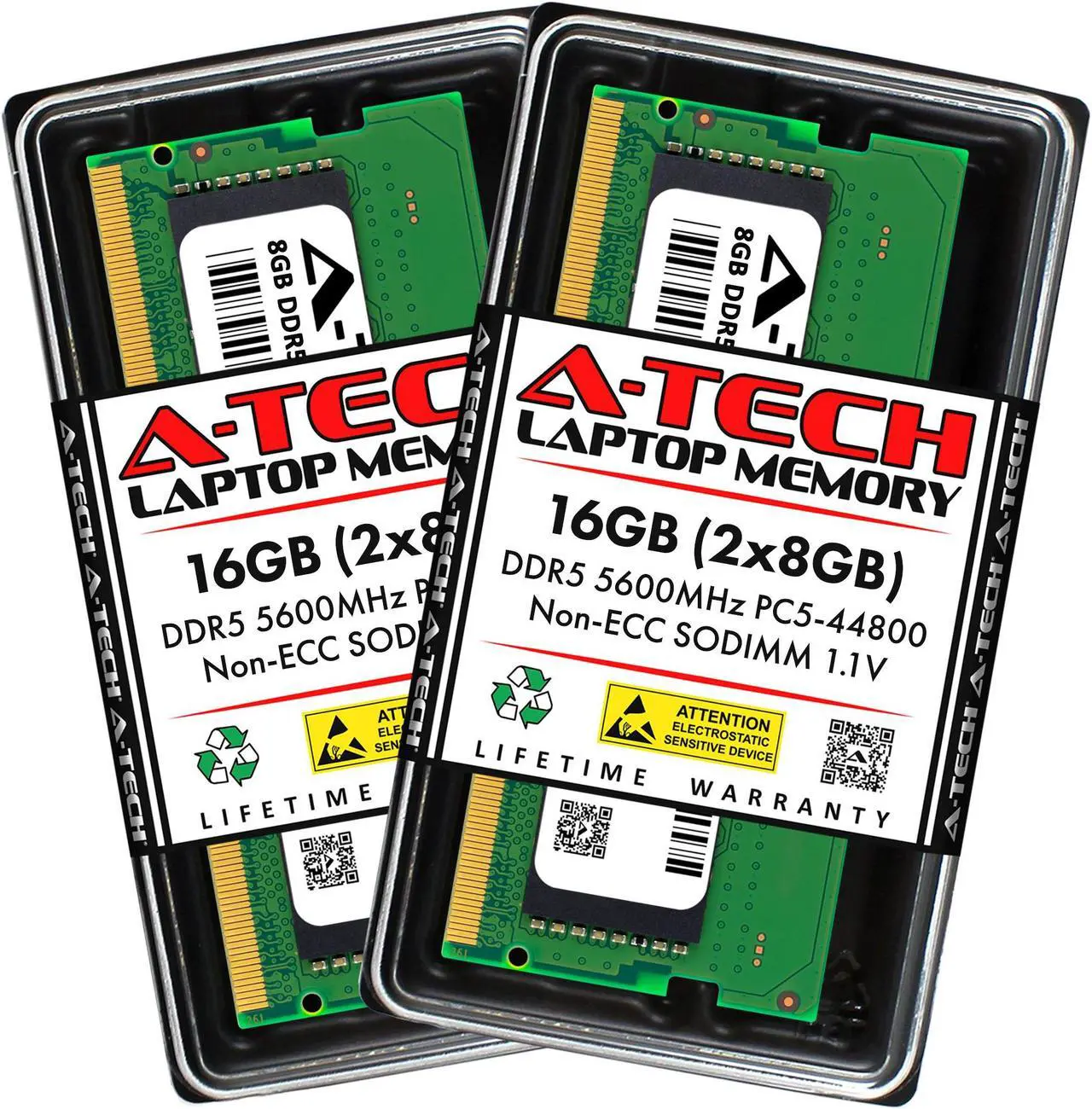 Main image of A-Tech 16GB (2x8GB) DDR5 5600MHz SODIMM PC5-44800 Non-ECC Unbuffered CL46 1.1V 262-Pin SO-DIMM Laptop Notebook Computer RAM Memory Upgrade Kit