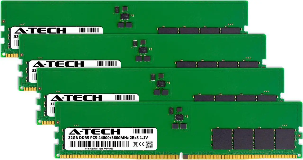 Alt view image 2 of 6 - A-Tech 128GB Kit (4 x 32GB) DDR5 5600MHz DIMM PC5-44800 Non-ECC Unbuffered CL46 UDIMM 288-Pin 1.1V Desktop RAM Memory Modules