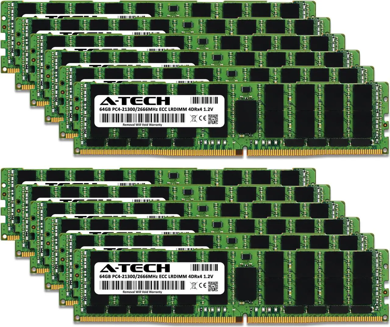 Alt view image 2 of 4 - A-Tech 768GB Kit (12x64GB) RAM for Apple Mac Pro (2019, 8-Core, Rack & Tower) | DDR4 2666/2667MHz PC4-21300 ECC LRDIMM 288-Pin Memory Upgrade