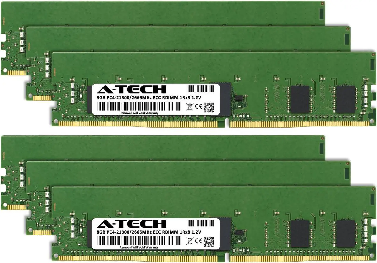 Alt view image 2 of 4 - A-Tech 48GB Kit (6x8GB) RAM for Apple Mac Pro (2019, 8-Core, Rack & Tower) | DDR4 2666/2667MHz PC4-21300 ECC RDIMM 288-Pin Memory Upgrade