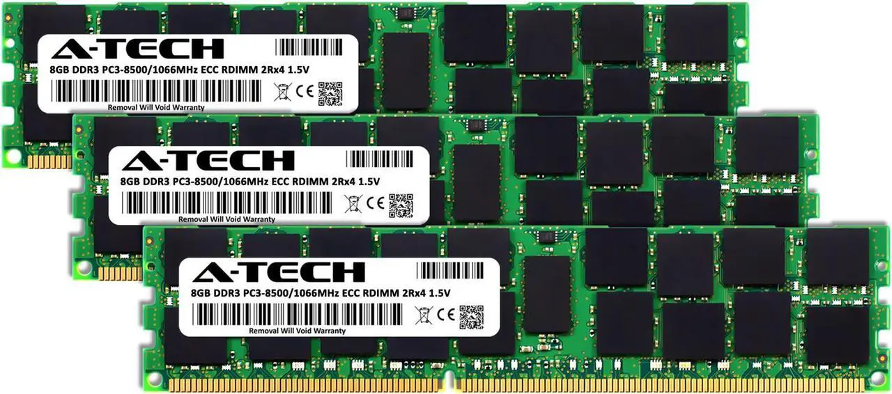 Alt view image 2 of 3 - A-Tech 24GB Kit (3x8GB) RAM for Apple Mac Pro (Early 2009, 4-Core/8-Core & Mid 2010, 4-Core/8-Core & Mid 2012, 4-Core), Xserve (Early 2009, 4-Core/8-Core) | DDR3 1066 PC3-8500 ECC RDIMM 240-Pin Memory