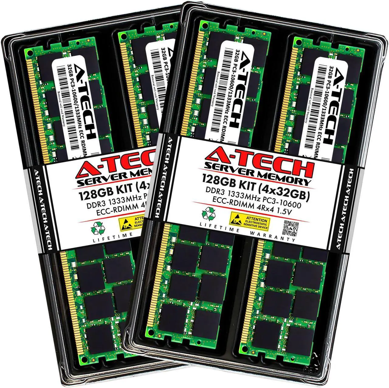 Main image of A-Tech 128GB Kit (4x32GB) RAM for Apple Mac Pro (Late 2013, Cylinder) | DDR3 1333MHz PC3-10600 ECC RDIMM 240-Pin Memory Upgrade
