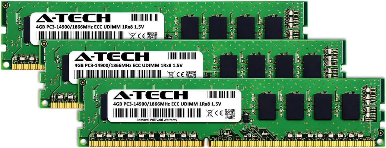 Alt view image 2 of 3 - A-Tech 12GB Kit (3x4GB) RAM for Apple Mac Pro (Late 2013, Cylinder) | DDR3 1866/1867MHz PC3-14900 ECC UDIMM 240-Pin Memory Upgrade