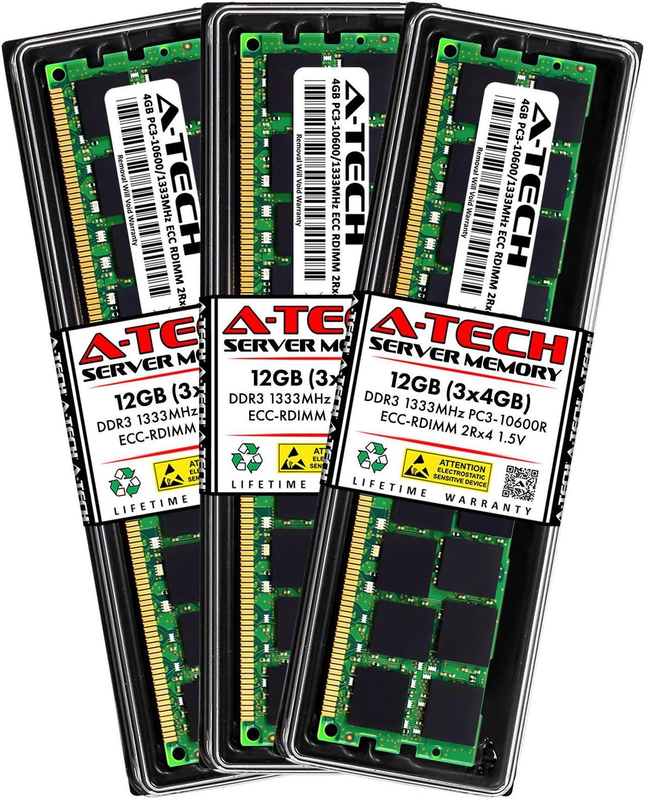 Main image of A-Tech 12GB Kit (3x4GB) RAM for Apple Mac Pro (Mid 2010, 6-Core/12-Core & Mid 2012, 6-Core/12-Core) | DDR3 1333MHz PC3-10600 ECC RDIMM 240-Pin Memory Upgrade