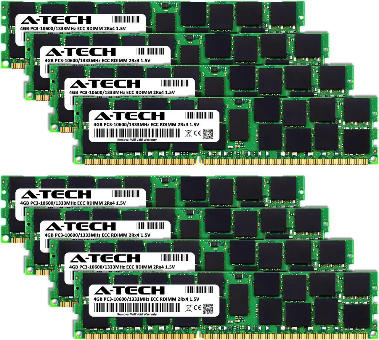 Alt view image 2 of 3 - A-Tech 32GB Kit (8x4GB) RAM for Apple Mac Pro (Mid 2010/2012, 12-Core) | DDR3 1333MHz PC3-10600 ECC RDIMM 240-Pin Memory Upgrade