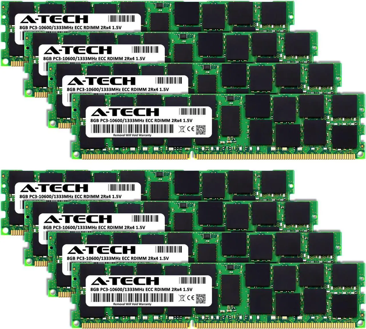 Alt view image 2 of 3 - A-Tech 64GB Kit (8x8GB) RAM for Apple Mac Pro (Mid 2010, 12-Core & Mid 2012, 12-Core) | DDR3 1333MHz PC3-10600 ECC RDIMM 240-Pin Memory Upgrade
