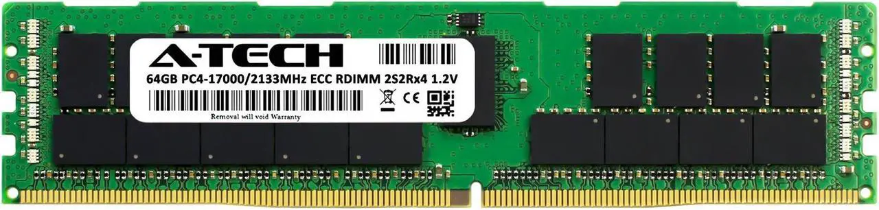 Alt view image 2 of 3 - A-Tech 64GB 2S2Rx4 (4Rx4 3DS) PC4-17000R DDR4 2133 MHz ECC RDIMM Registered DIMM 288-Pin Quad Rank x4 3DS/TSV Server & Workstation RAM Memory Upgrade Module