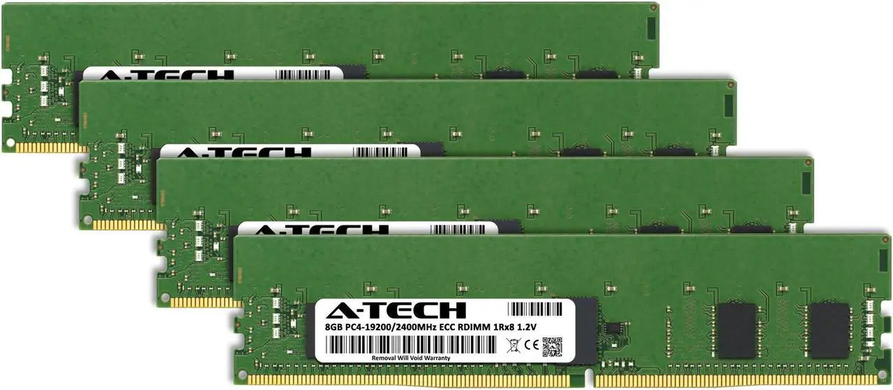 Alt view image 2 of 4 - A-Tech 32GB (4x8GB) 1Rx8 PC4-19200R DDR4 2400 MHz ECC RDIMM Registered DIMM 288-Pin Single Rank x8 Server & Workstation RAM Memory Upgrade Kit